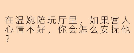 在温婉陪玩厅里，如果客人心情不好，你会怎么安抚他？