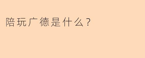 陪玩广德是什么？