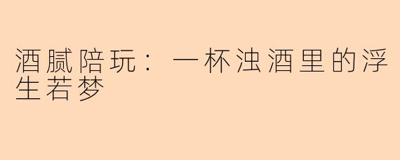 酒腻陪玩：一杯浊酒里的浮生若梦