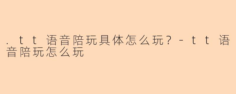 .tt语音陪玩具体怎么玩？