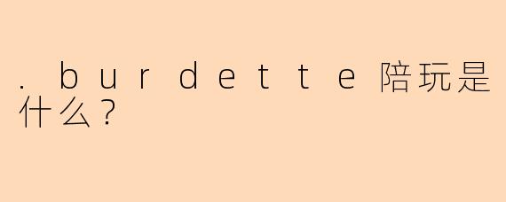 .burdette陪玩是什么？