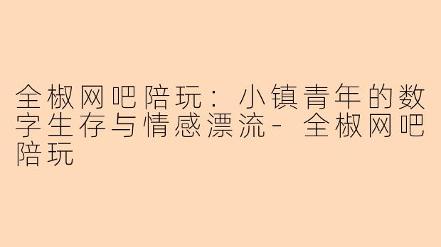 全椒网吧陪玩：小镇青年的数字生存与情感漂流