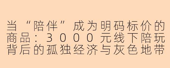 当“陪伴”成为明码标价的商品：3000元线下陪玩背后的孤独经济与灰色地带