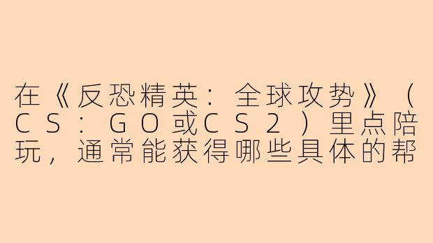 在《反恐精英：全球攻势》（CS:GO或CS2）里点陪玩，通常能获得哪些具体的帮助？