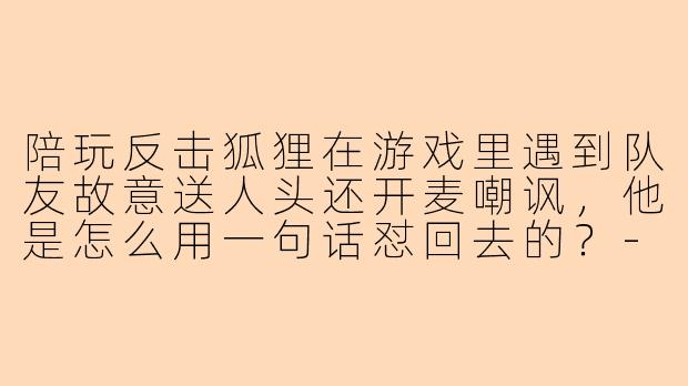 陪玩反击狐狸在游戏里遇到队友故意送人头还开麦嘲讽，他是怎么用一句话怼回去的？