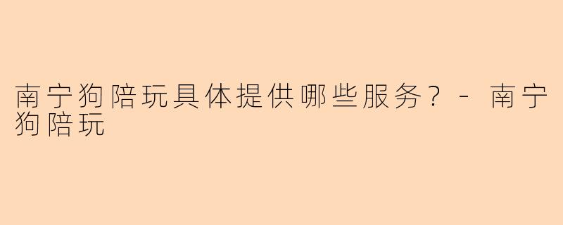 南宁狗陪玩具体提供哪些服务？
