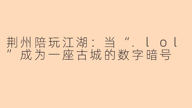 荆州陪玩江湖：当“.lol”成为一座古城的数字暗号