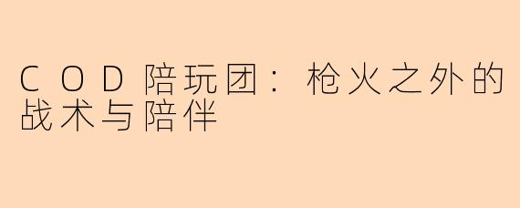 COD陪玩团：枪火之外的战术与陪伴