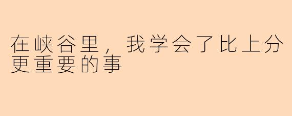 在峡谷里，我学会了比上分更重要的事