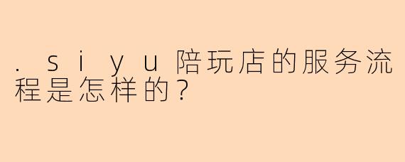 .siyu陪玩店的服务流程是怎样的？