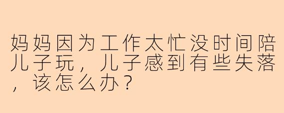 妈妈因为工作太忙没时间陪儿子玩，儿子感到有些失落，该怎么办？