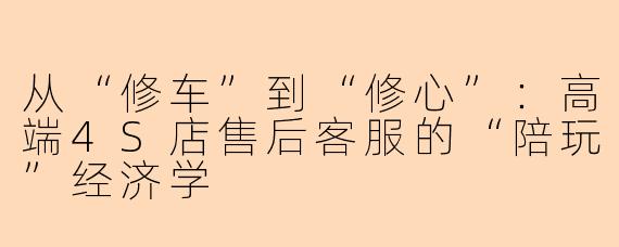 从“修车”到“修心”：高端4S店售后客服的“陪玩”经济学