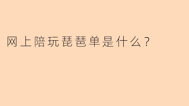 网上陪玩琵琶单是什么？