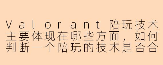 Valorant陪玩技术主要体现在哪些方面，如何判断一个陪玩的技术是否合格？