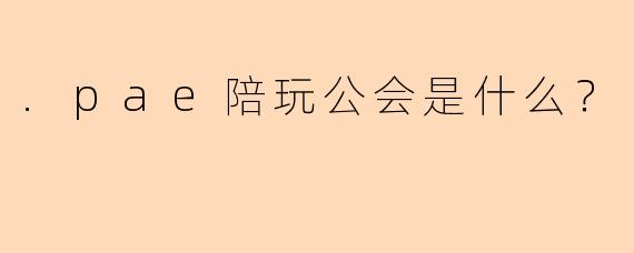 .pae陪玩公会是什么？