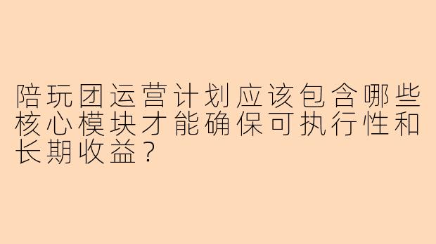 陪玩团运营计划应该包含哪些核心模块才能确保可执行性和长期收益？