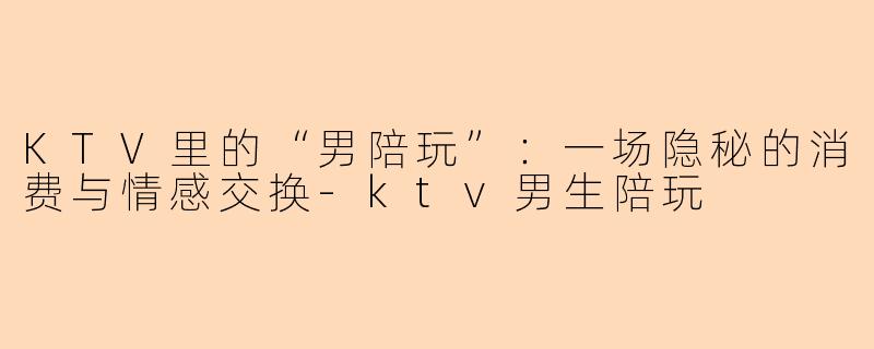 KTV里的“男陪玩”：一场隐秘的消费与情感交换