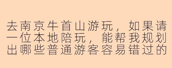 去南京牛首山游玩，如果请一位本地陪玩，能帮我规划出哪些普通游客容易错过的独特体验？