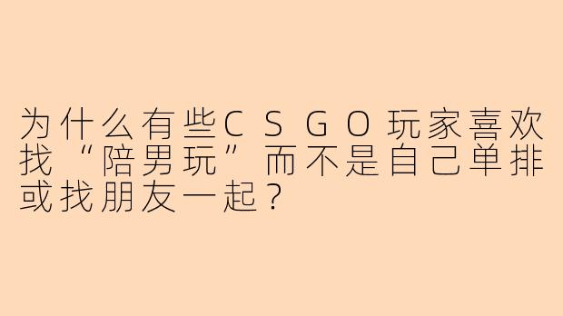 为什么有些CSGO玩家喜欢找“陪男玩”而不是自己单排或找朋友一起？