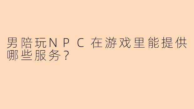 男陪玩NPC在游戏里能提供哪些服务？