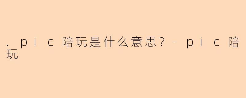 .pic陪玩是什么意思？