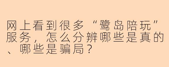 网上看到很多“鹭岛陪玩”服务，怎么分辨哪些是真的、哪些是骗局？
