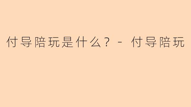 付导陪玩是什么？