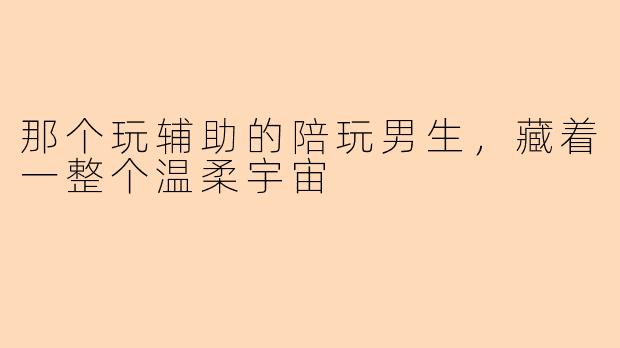 那个玩辅助的陪玩男生，藏着一整个温柔宇宙