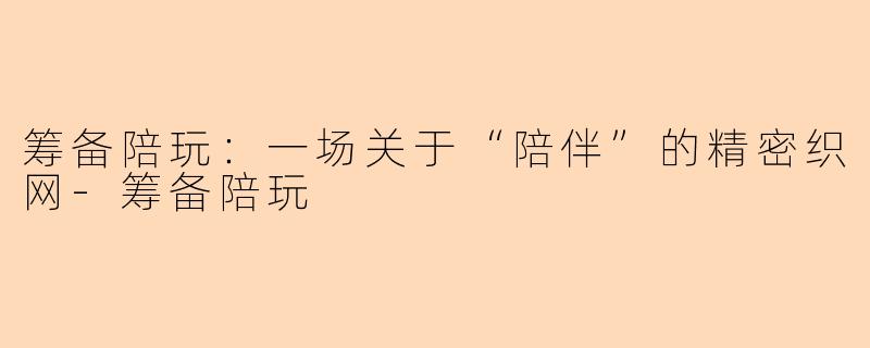 筹备陪玩:一场关于“陪伴”的精密织网-筹备陪玩