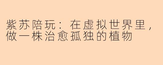 紫苏陪玩:在虚拟世界里,做一株治愈孤独的植物