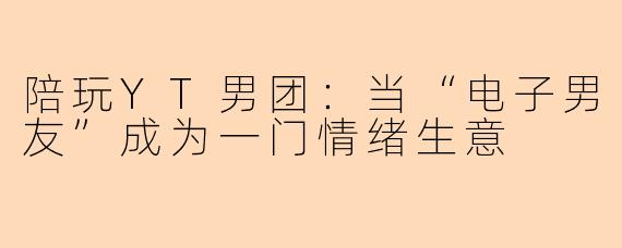陪玩YT男团：当“电子男友”成为一门情绪生意
