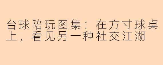 台球陪玩图集:在方寸球桌上,看见另一种社交江湖