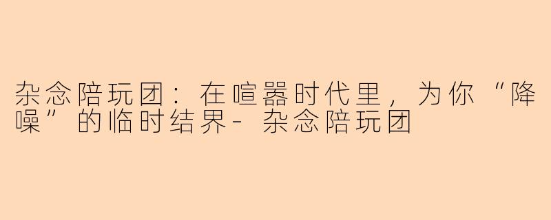 杂念陪玩团:在喧嚣时代里,为你“降噪”的临时结界-杂念陪玩团