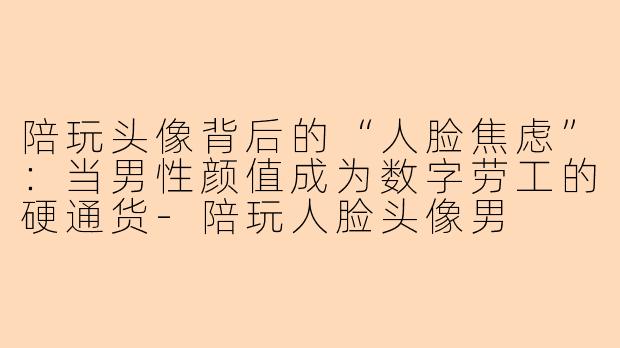 陪玩头像背后的“人脸焦虑”：当男性颜值成为数字劳工的硬通货-陪玩人脸头像男