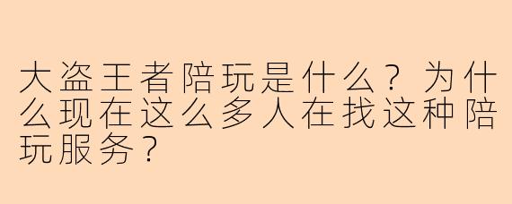 大盗王者陪玩是什么?为什么现在这么多人在找这种陪玩服务?