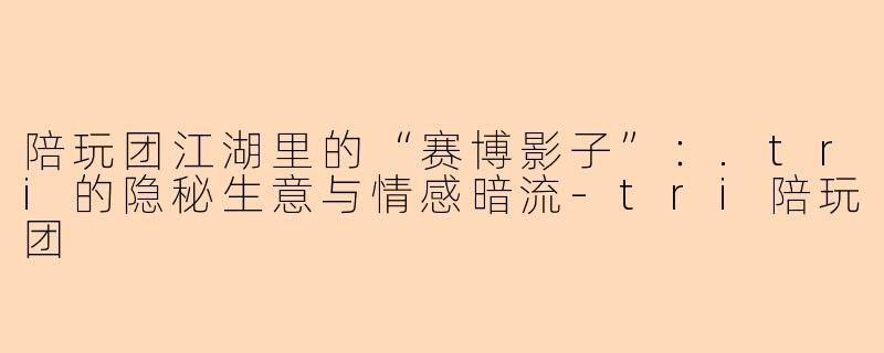 陪玩团江湖里的“赛博影子”:.tri的隐秘生意与情感暗流-tri陪玩团