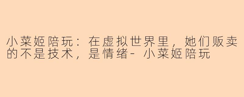 小菜姬陪玩:在虚拟世界里,她们贩卖的不是技术,是情绪-小菜姬陪玩