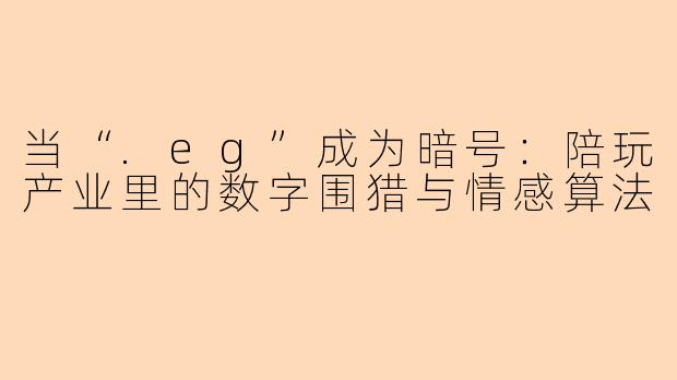 当“.eg”成为暗号：陪玩产业里的数字围猎与情感算法