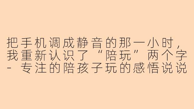 把手机调成静音的那一小时，我重新认识了“陪玩”两个字-专注的陪孩子玩的感悟说说