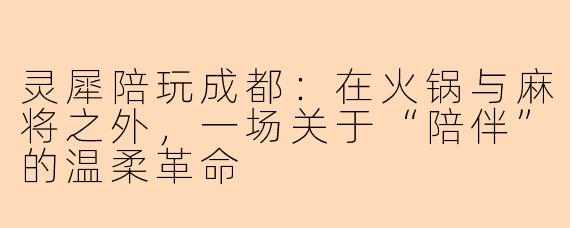 灵犀陪玩成都:在火锅与麻将之外,一场关于“陪伴”的温柔革命