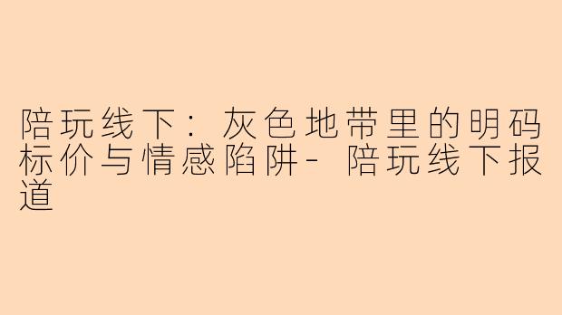 陪玩线下:灰色地带里的明码标价与情感陷阱-陪玩线下报道