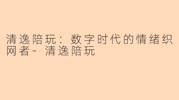 清逸陪玩：数字时代的情绪织网者-清逸陪玩