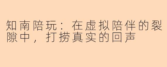 知南陪玩：在虚拟陪伴的裂隙中，打捞真实的回声