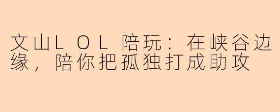 文山LOL陪玩:在峡谷边缘,陪你把孤独打成助攻