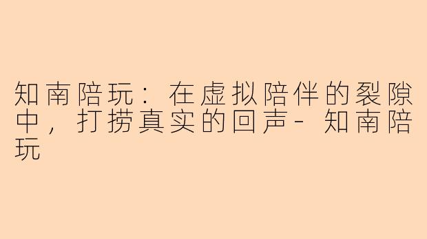 知南陪玩：在虚拟陪伴的裂隙中，打捞真实的回声-知南陪玩