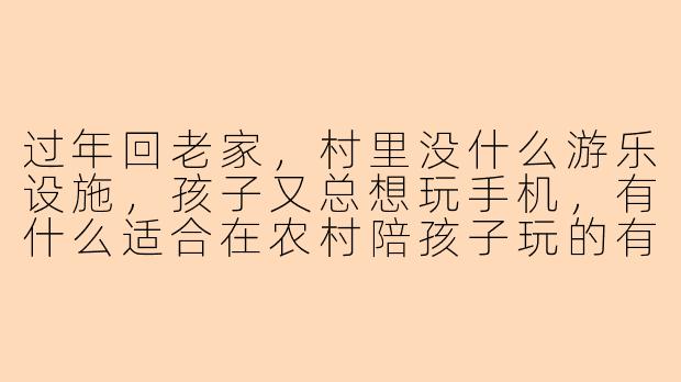 过年回老家，村里没什么游乐设施，孩子又总想玩手机，有什么适合在农村陪孩子玩的有趣活动吗？