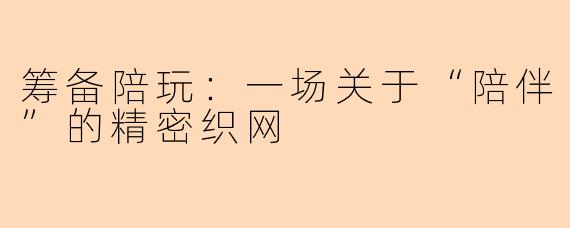 筹备陪玩:一场关于“陪伴”的精密织网