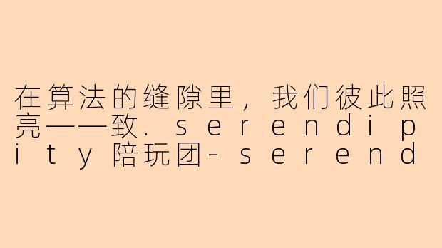 在算法的缝隙里,我们彼此照亮——致.serendipity陪玩团-serendipity 陪玩团