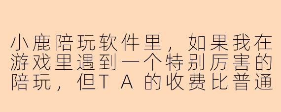 小鹿陪玩软件里,如果我在游戏里遇到一个特别厉害的陪玩,但TA的收费比普通陪玩高出一截,我该怎么判断这钱花得值不值?