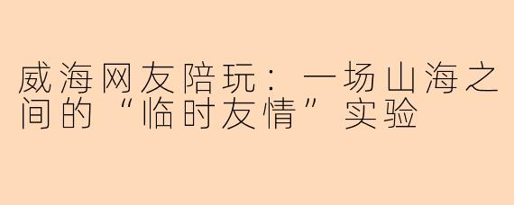 威海网友陪玩:一场山海之间的“临时友情”实验